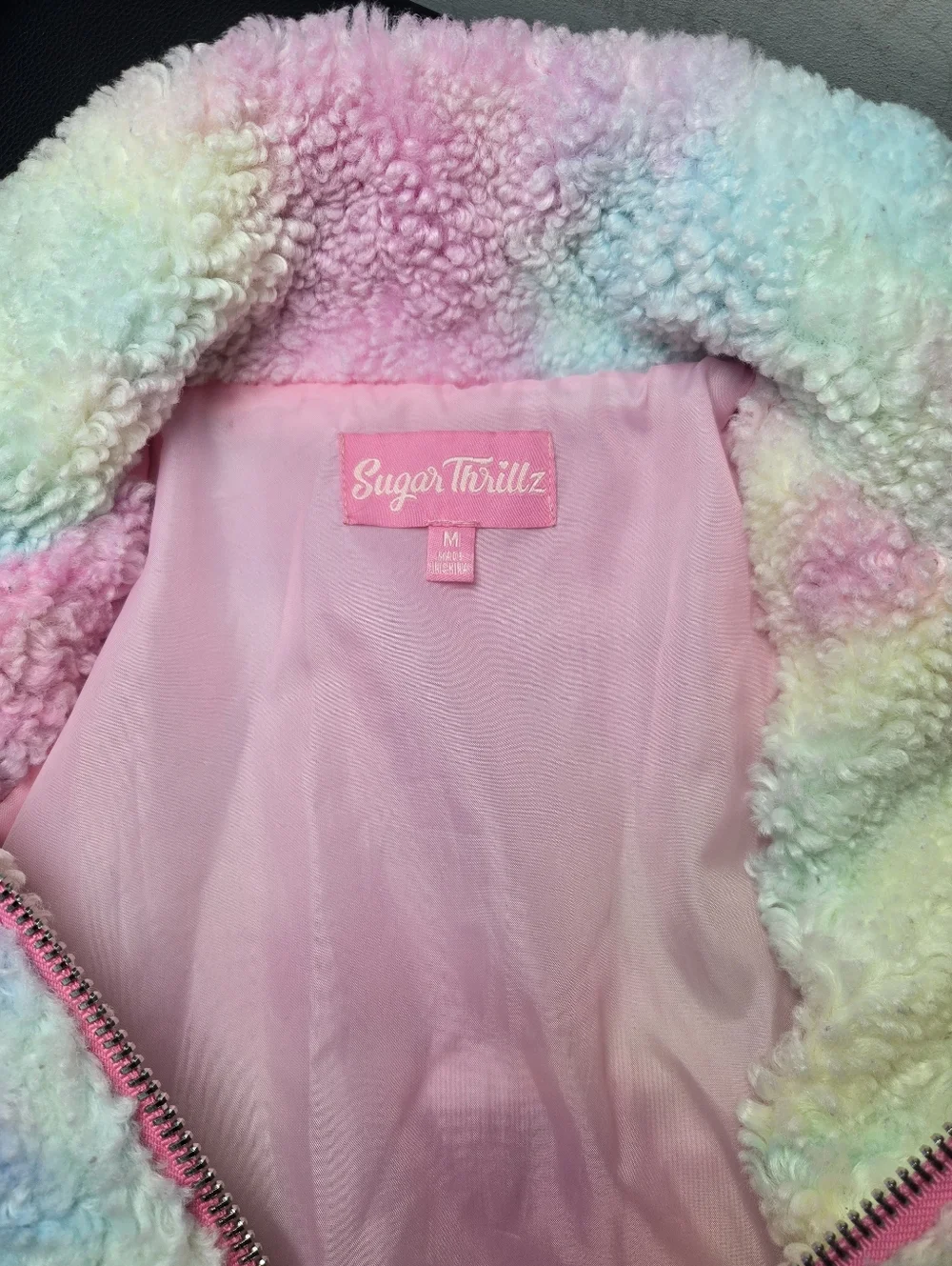 Sugar Thrillz Jacket Women's Sherpa Medium Dolls Kill Candy Pastel Dopamine Y2k - Picture 9 of 10